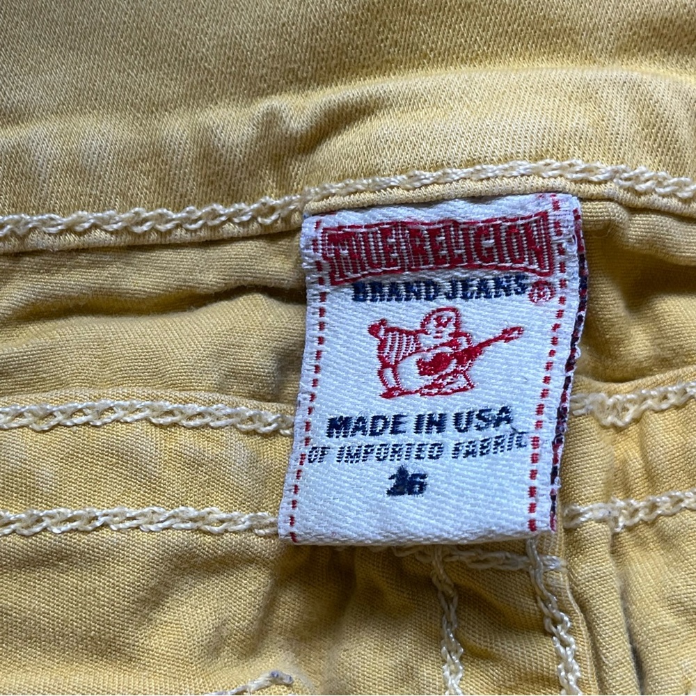 True Religion Yellow Joey Cut Off Shorts Sz 26 - Picture 3 of 8
